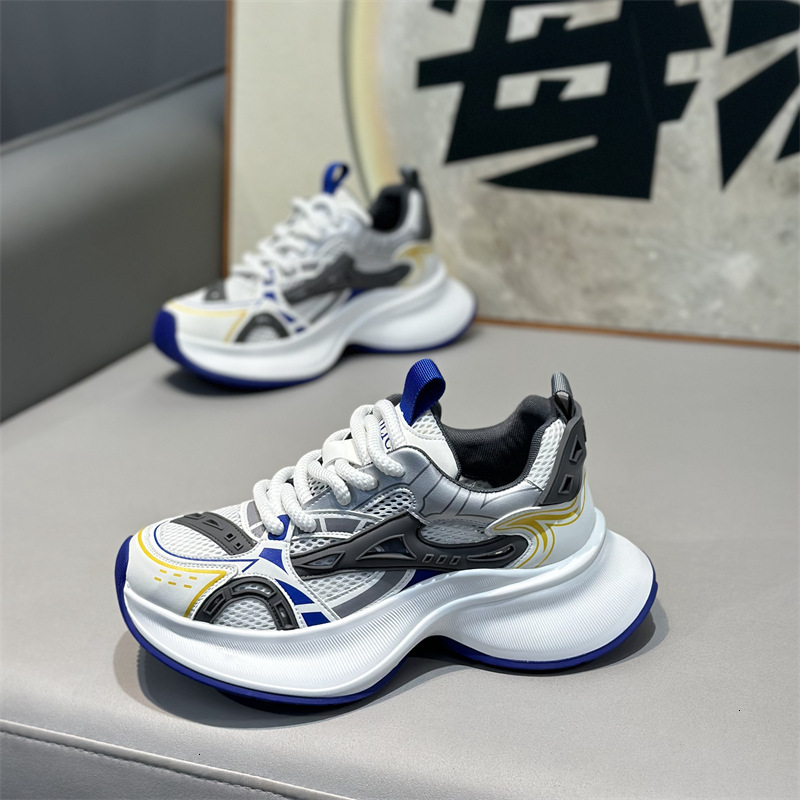 Designer Shoes Mesh Breathable Thick-Soled Sports Casual Fashion Height-Increasing Dad Comfortable Trendy Lace-Up Mens Shoes