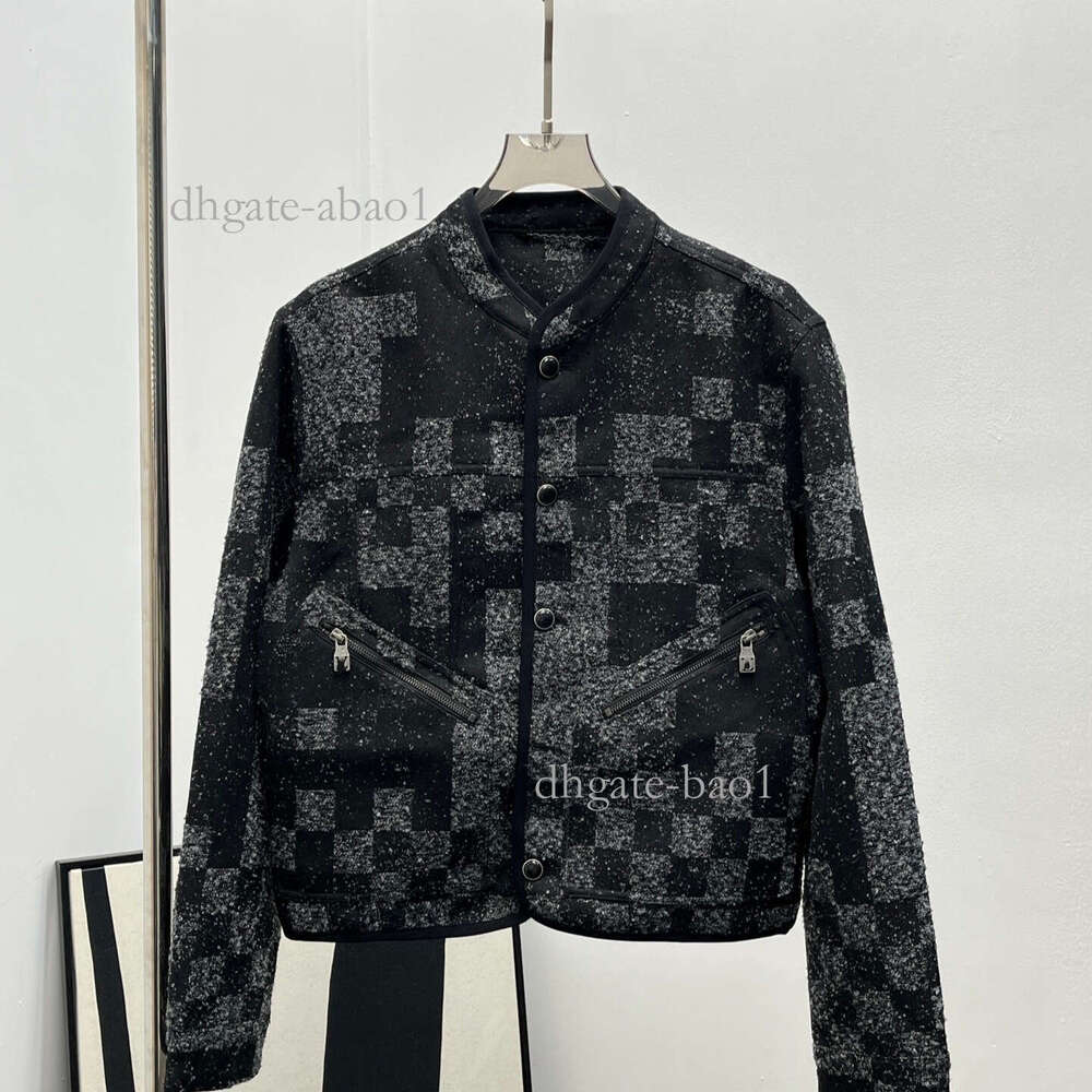 Designer Version Of The New Stand-Up Collar Jacket With Plaid Jacquard, Letter Embroidery, And Buttons 3d85 1251