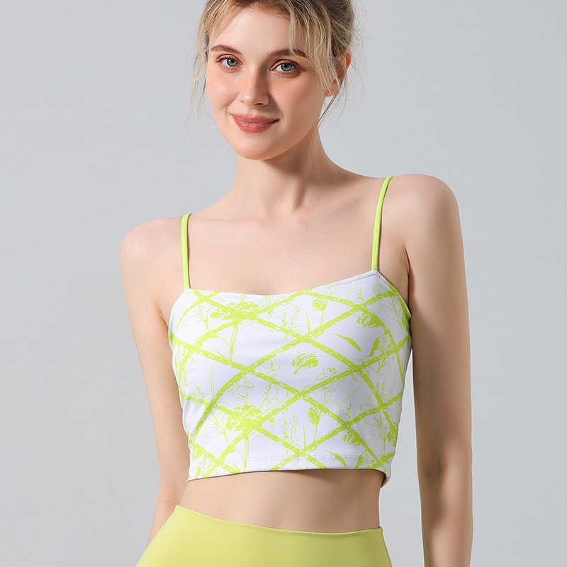 Nude Feel Sports Bra Yoga Wear Womens Tank Top Fitness Running Set Camisole with Chest Pads and Gathered Design L260612