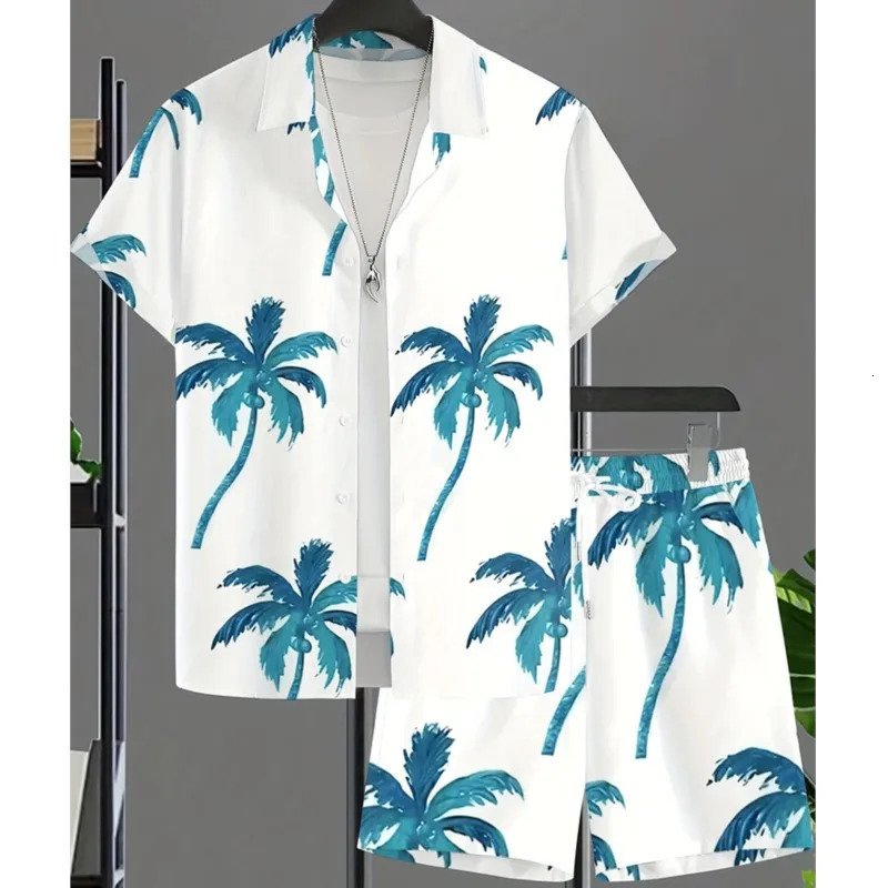 Summer Casual Mens Shirt And Beach Shorts Set 3D Printed Short-sleeved Outdoor Streetwear Shorts Camisas De Hombre 260608