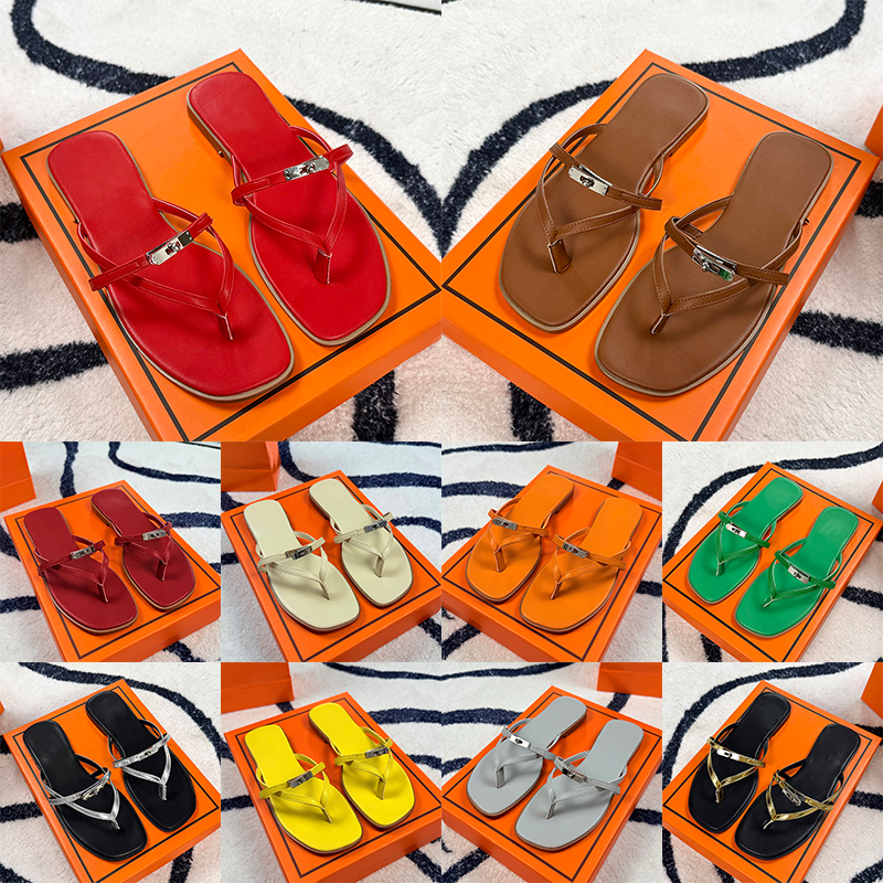 Free shipping with box miss sandal designer slippers for women classic white leather flat sandals luxury womens flip flops trendy comfortable slides