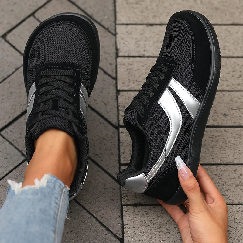 Womens Shoes Sneakers Wide Toe Barefoot Casual Wide Last Fashionable Canvas Black Flat Board Shoes Breathable Mesh Mens Shoes 260605