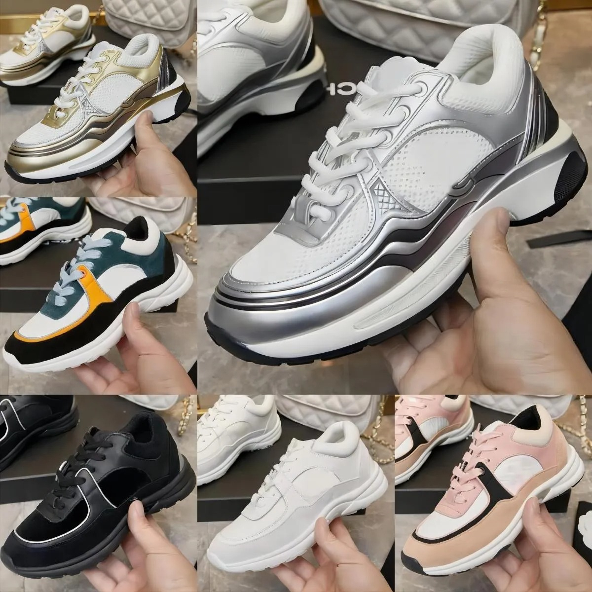 2026 Designer Slide Casual Shoe Shoes Sneakers New Calfskin Vintage Suede sandal Leather Women Mens Increase Shoe For Woman Trainers With All Packin
