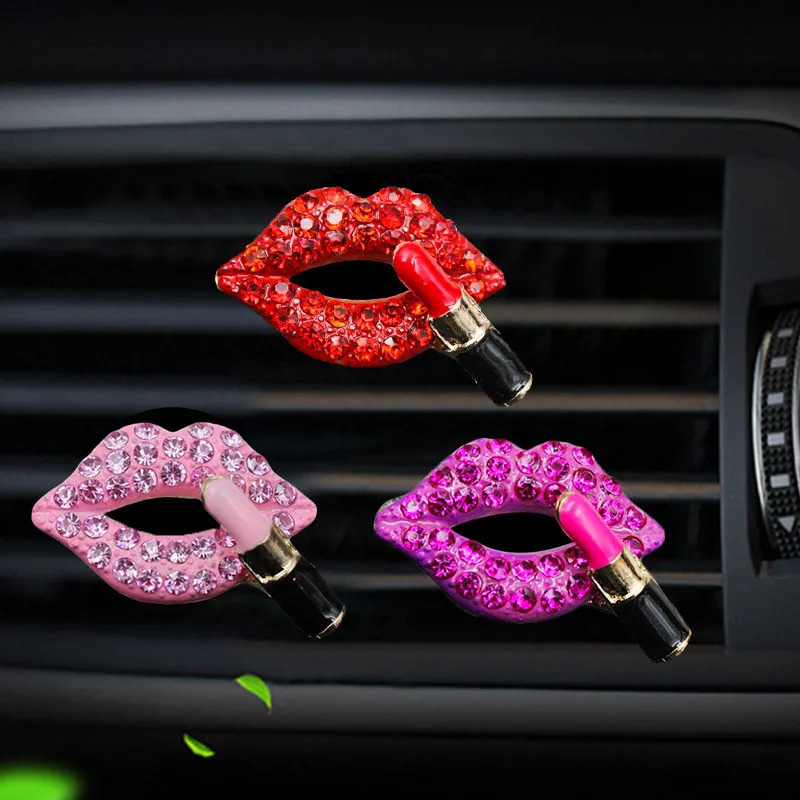 Car Air Outlet Aroma Clip Diamond Red Lips Clips Perfume Clips Scent Aroma Air Freshener Clip Auto Interior Accessories 260610