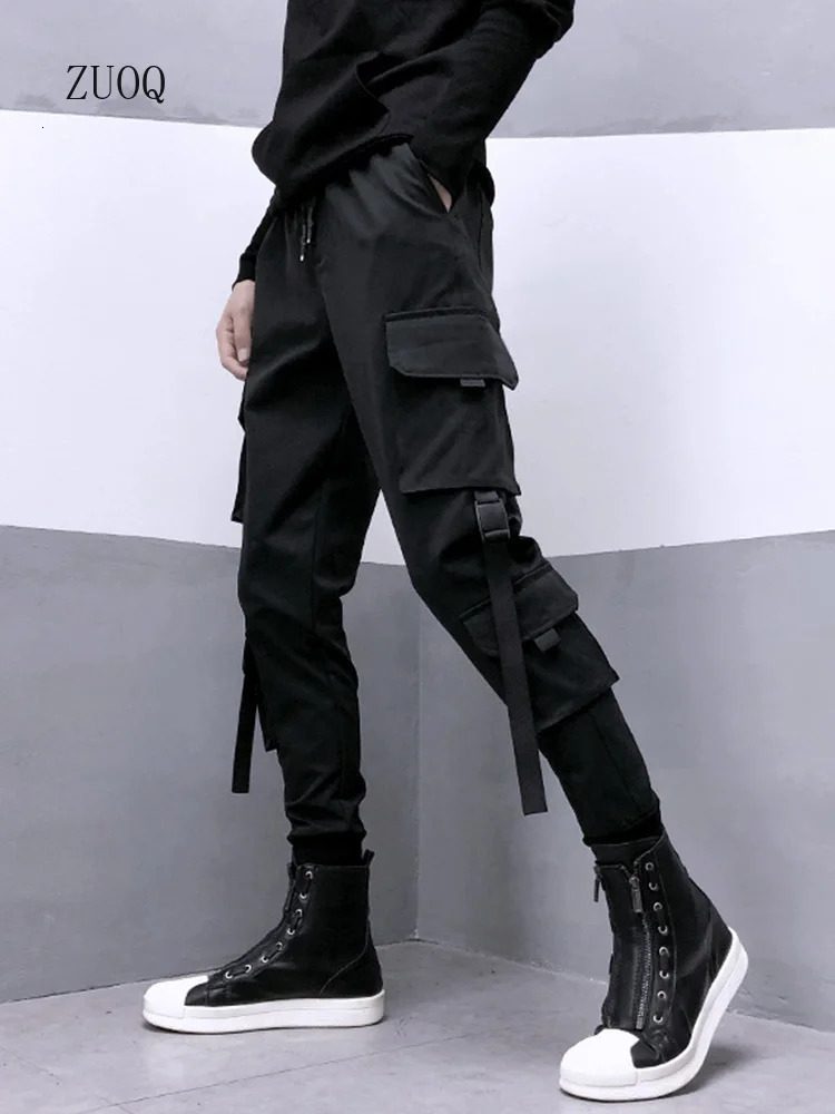 Black Cargo Pants Men Summer Hip Hop Streetwear Harajuku Pockets Harem Trousers Joggers Pant Man and Women 260612