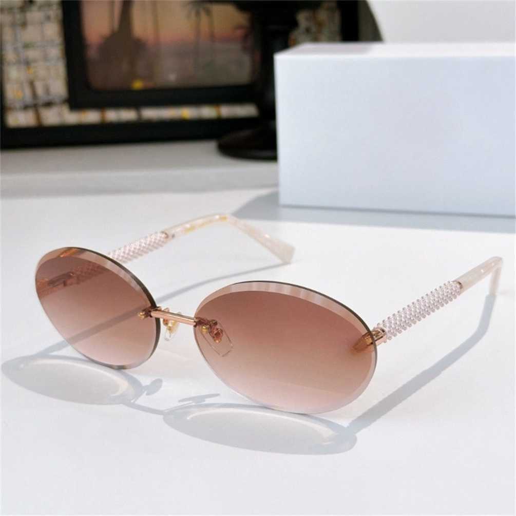 New Frameless Sunglasses With Oval Frame Fashionable Trendy Small Frame Decorative Anti-UV1878