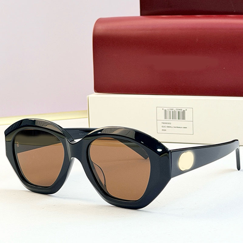 Fashion Elliptical Frame Sun Glasses 2200s Womens Retro Black Frame Sunglasses Acetate Frame Brown Lens Casual Style Daily Minimalist Versatile Glas