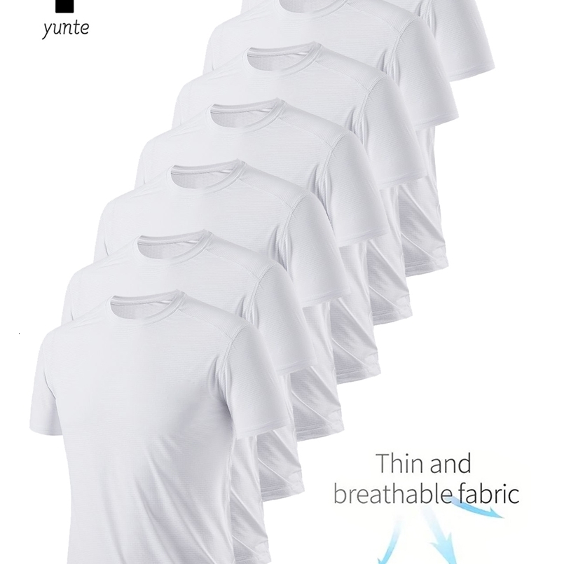 Round Neck T-Shirt 7-Piece White Ultra-Light Mens Quick-Drying Breathable Sweat-Absorbent Shirt Suitable for Fitness Gym and Ru 260604CJ