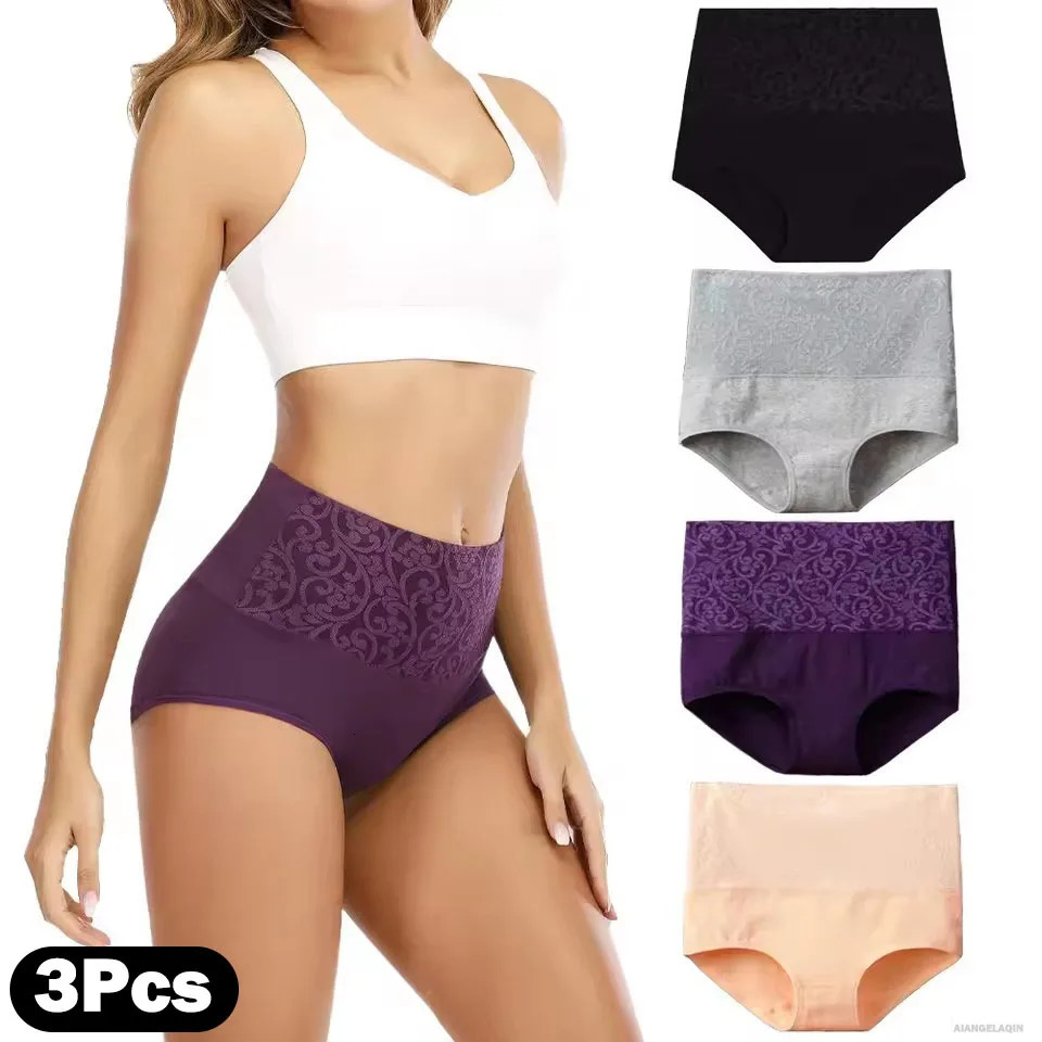 3Pcs Womens Panties Cotton Plus Size Underwear High Waist Abdominal Briefs Female Postpartum Recovery Lingeries Sexy L-XXXXXL 260609