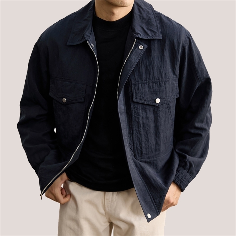 Spring Autumn Cargo Jacket Men Korean Fashion Loose Casual Plus Size Commute Bomber Jacket Male Streetwear Coat Outerwear 260604CJ