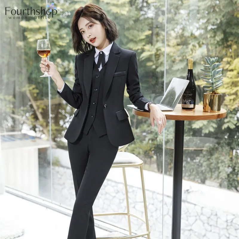 Office Lady Work Suits Women Professional Business 2 Piece Set Formal Pants Blazer Sets Clothes Suit Female Spring Autumn 260613