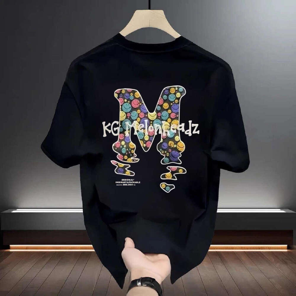 Men'S Letter Print Pattern T-Shirt Men'S Trendy Brand T-Shirt For Daily Wear 2026 New Summer Fashionable Casual Versatile Stylish Top