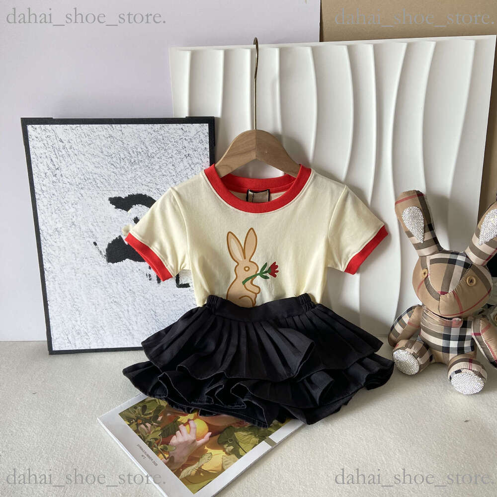 New 2026 Kids Clothing Highquality Girlsallcotton Shortsleeve Summer Korean Style New Baby Girl Tshirt Skirt Pants 2Piece Set 215 Years Old Correct