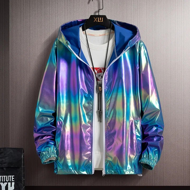 2026 Mens Summer UltraLight Hood Jacket Thin Windbreaker Fashion Shiny Sunscreen Casual Zipper Coat Packable Bomber 260613