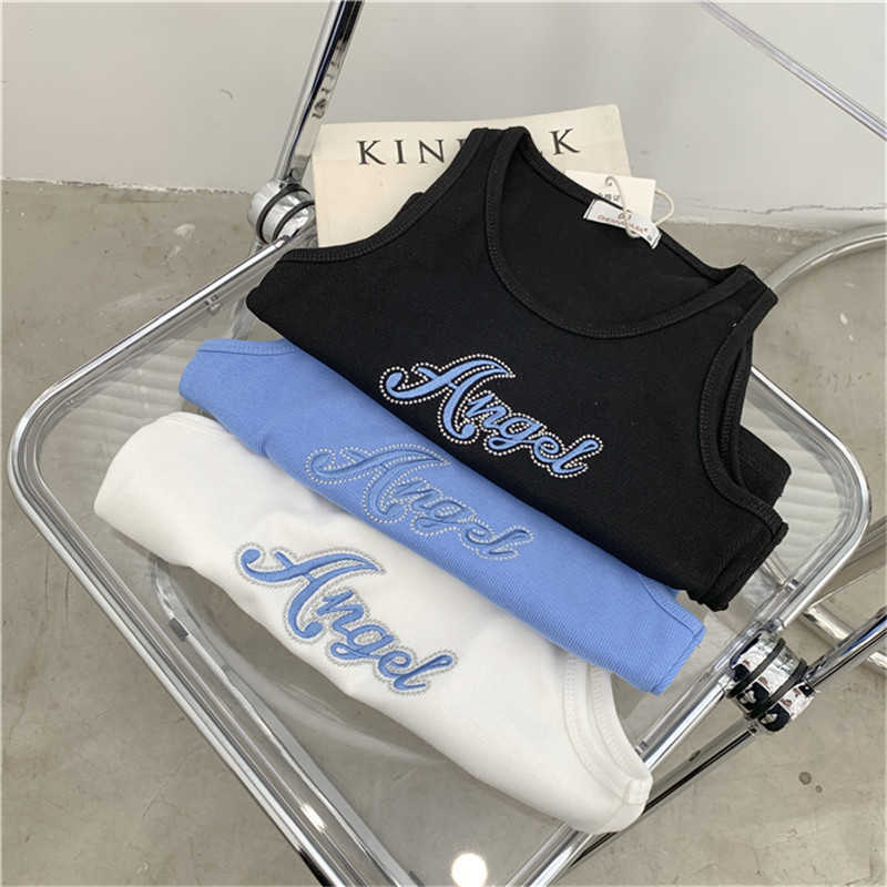 Womens summer camisole top slim fit high-waisted cropped figure-flattering sleeveless sports top L260612