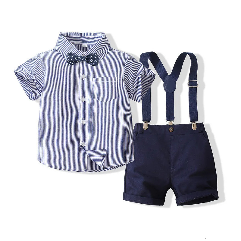 Toddler Boys Clothing Set Spring Summer Children Formal Shirt TopsSuspender Shorts 2PCS Suit Kids Wedding Outfits 260612