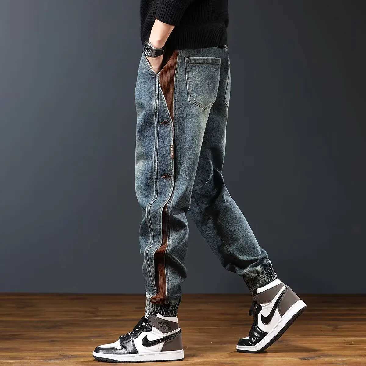 High end workwear jeans for men in autumn and winter trendy brand rugged and handsome pants American style personalized desi T260410