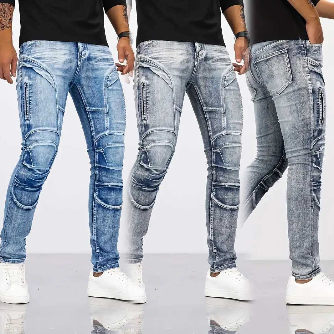 2025 Trendy Brand Biker Jeans Best Seller Cross-border Foreign Trade Slim Fit Motorcycle Pants You Smooth Your Silhouette T260410