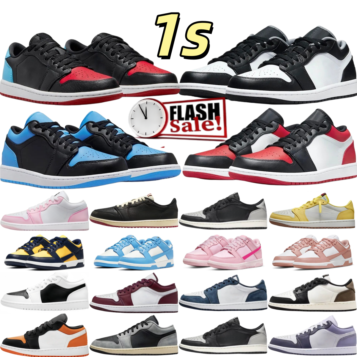 Free shipping Designer 1 1s low one womens casual shoes low basketball shoes sneaker three black white grey blue pink red rubber sole lightweight 36