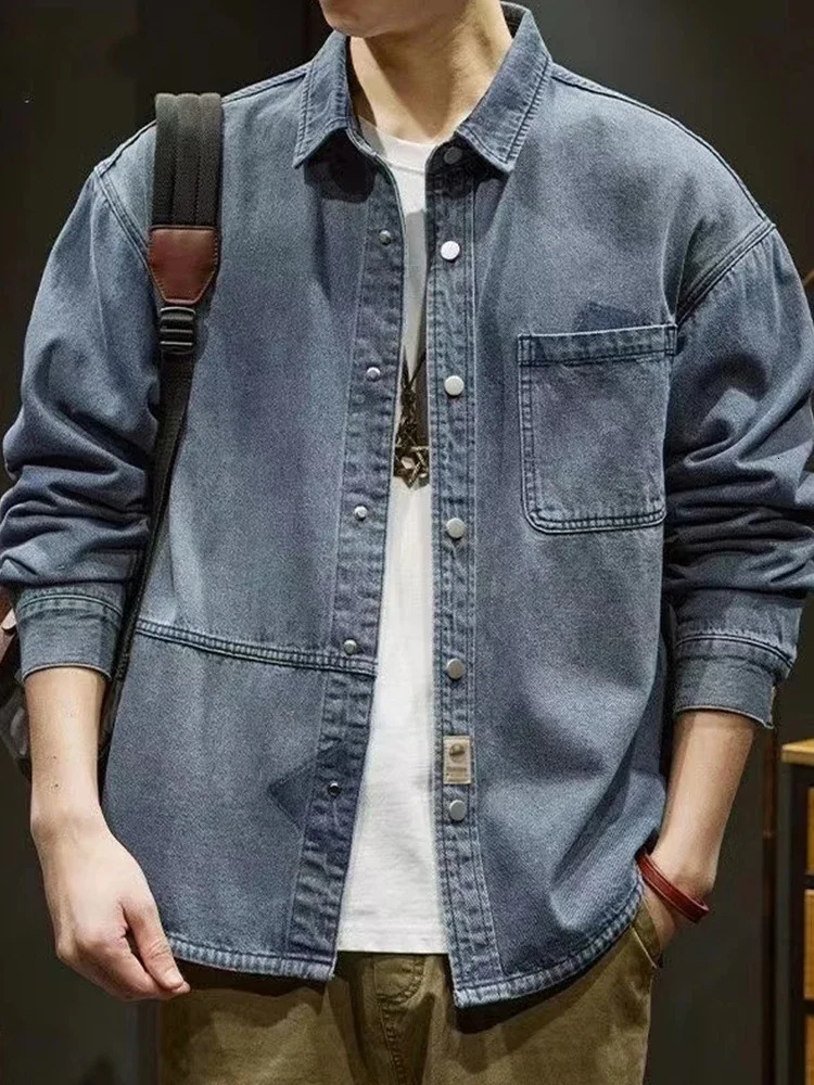 Spring autumn Trendy Loose denim jacket mens Vintage big size loose tops mens jackets coat Denim Shirt Men Streetwear 260612