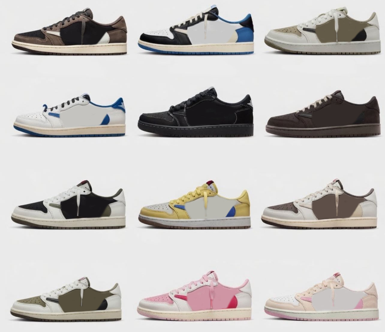 Authentic Travis x 1 Low OG Sail Tropical Pink Muslin Shy Pack TS Fragment Cactus Jack Reverse Mocha Black Phantom Men Women Sports Shoes Outdoor Sn