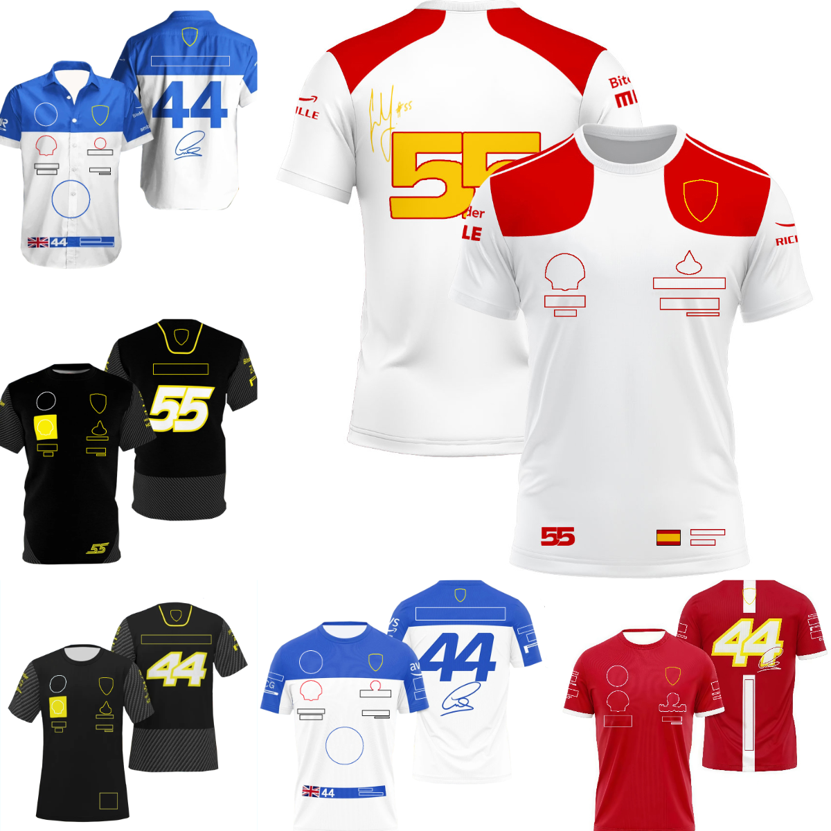 f1 2026 new cross-country racing suit f1 shirt polo formula 1 undershirt racing sports shirt short sleeve No.55 sports jersey Classic fashion breath