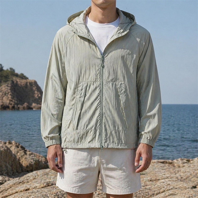 Mens Protection Windbreaker Ice Silk Quick Dry Jacket Outdoor SunProtective Light Thin Hiking Fishing Cycling Hooded Jackets 260612