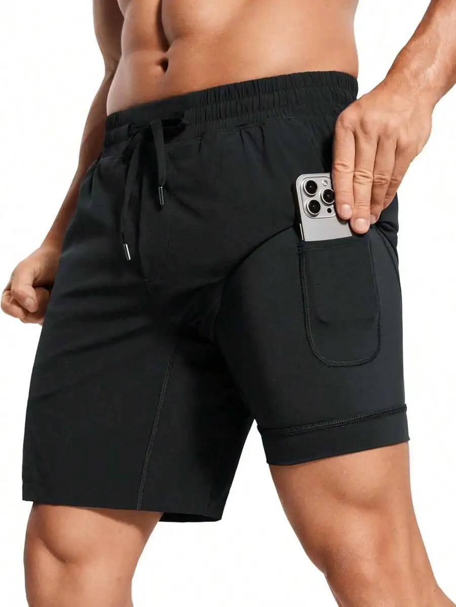 Mens 2In1 Running Shorts 7 Inch Lined QuickDry Lightweight With Pockets For Sports Fitness 260612