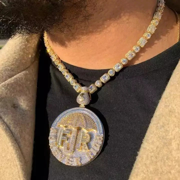 Two Tone Iced Out Bling 5A Cubic Zirconia CZ Men Hip Hop Jewelry Money Dollar Umbrella Forever Rich Letter Pendant Necklace 260612