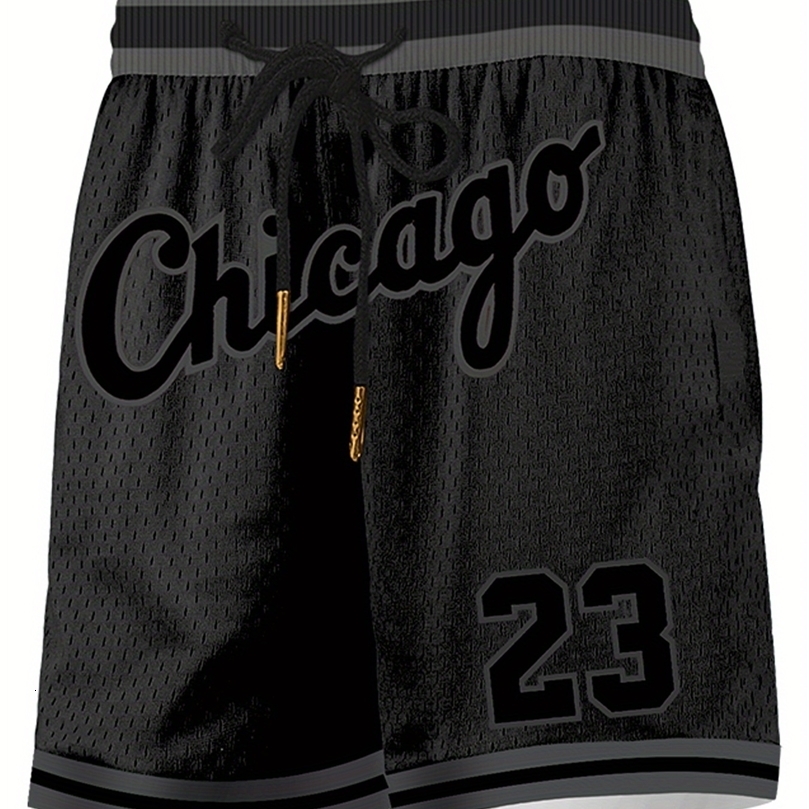 2026 mens black shorts 23 embroidery breathable loose Y2K oversized leisure suitable for fitness and daily exercise 260612