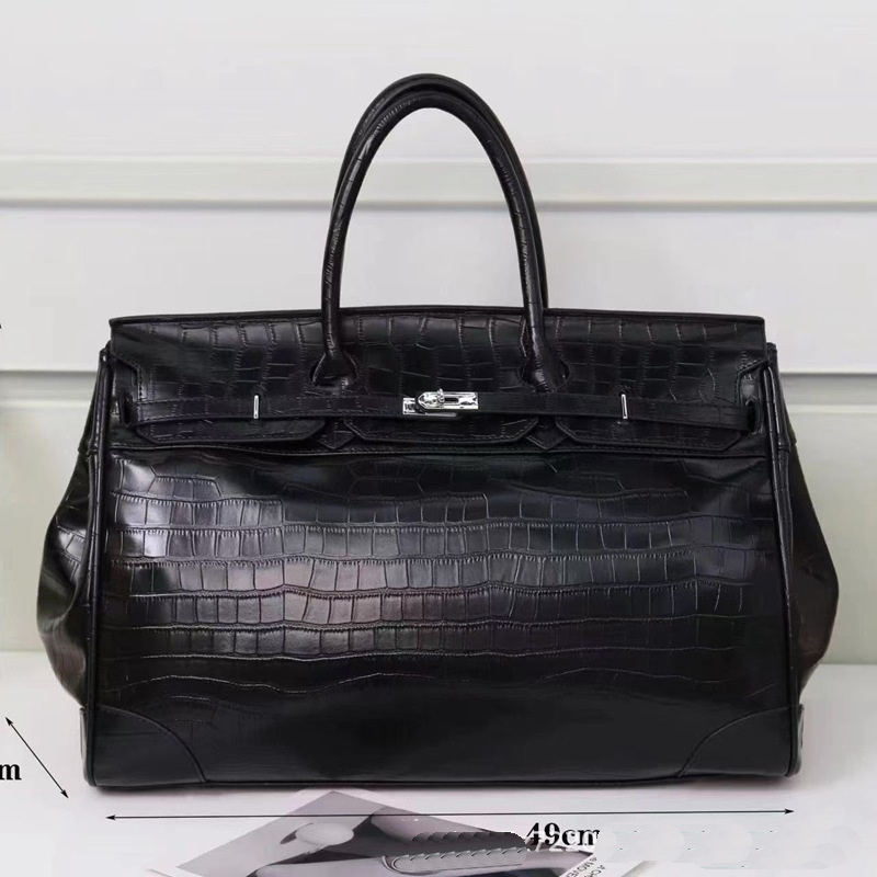Design Messenger Bag Luxury Large Capacity Travel Luggage Bag High Quality Square Buckle Design Shoulder Handbag Shopper Women Men Real Leather Bag