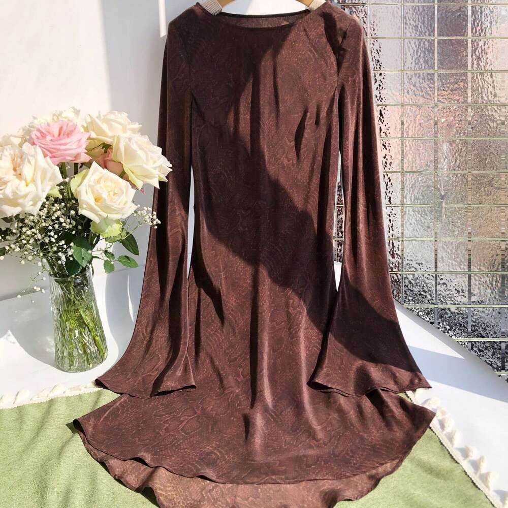 exy snke Designer dress printLuxurious nd egnt cut ss high quality Lightweight short silk dress