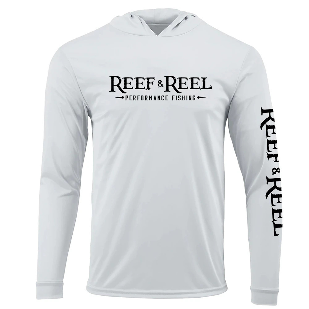 REEF REEL Fishing Apparel Summer Outdoor Long Sleeve T-shirt With Hood Sun Protection Breathable Angling Clothing Homme Peche 260612