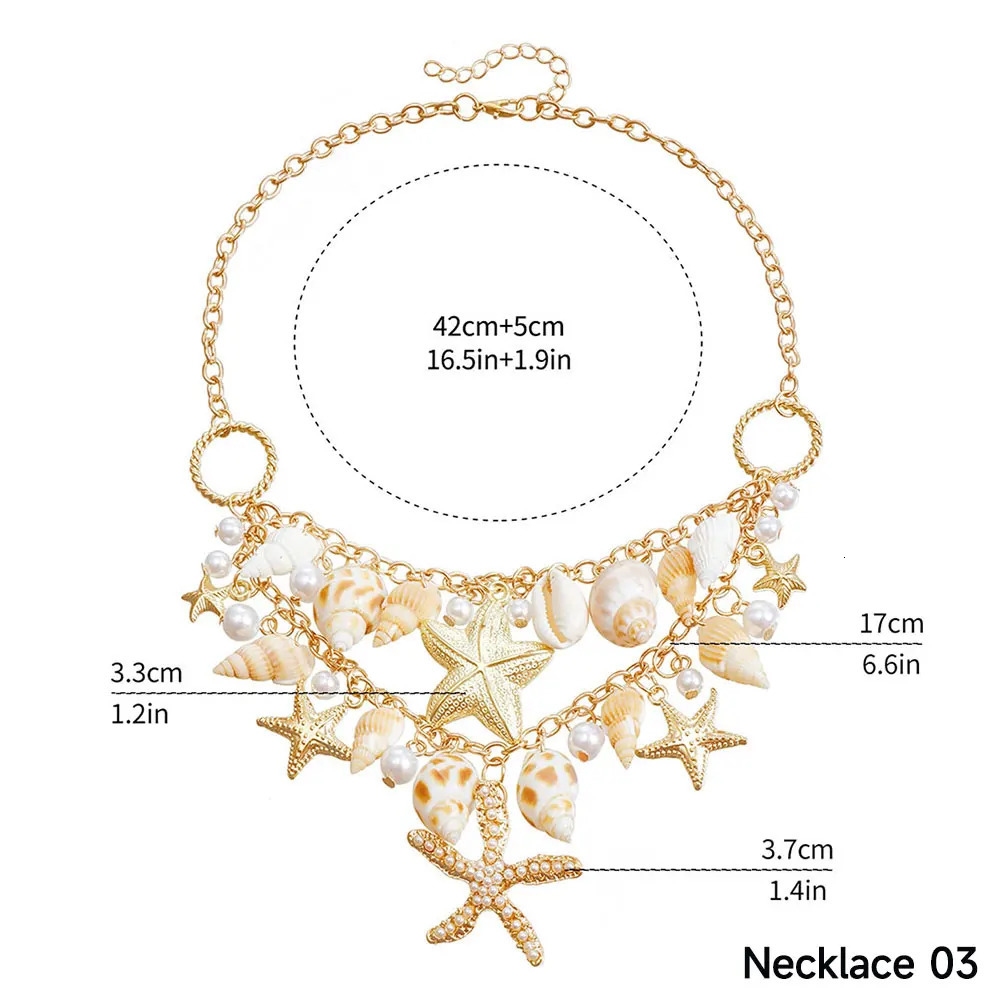 Women Men Boho Beach Body Jewelry Seashell Starfish Conch Pearl Waist Chain Necklace Bracelet Set Summer Vacation Accessories 260612
