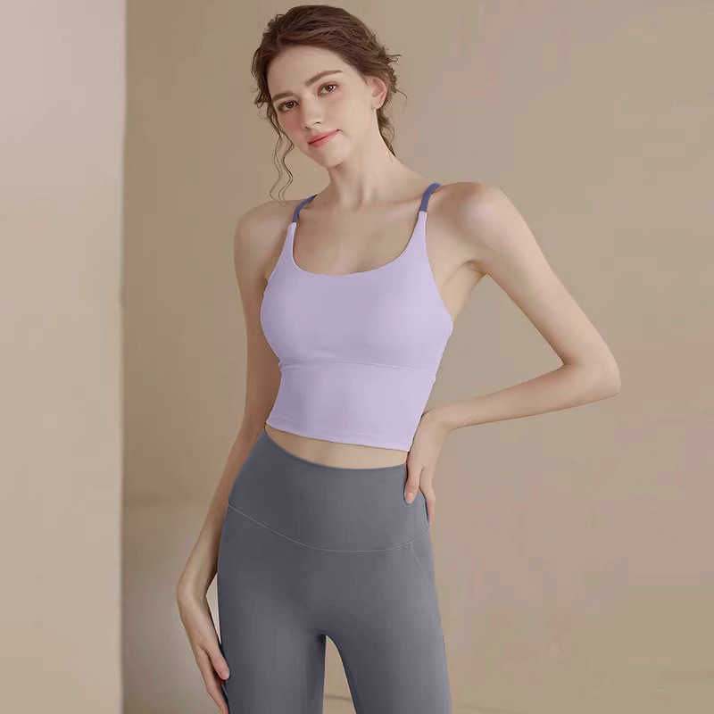 yoga Pilates vest for women running sports bra fitness underwear beautiful back design exquisite thin straps padded camisole L260612