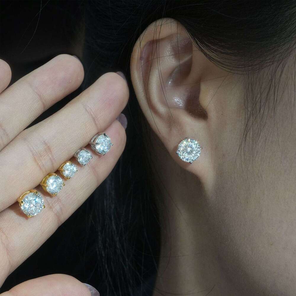 2022 New Hip-Hop for Men Women Wholesale from Manufacturer S925 Silver Inlaid Bird's Nest Cut Moissanite VVS Earrings Wholesale 18K Style