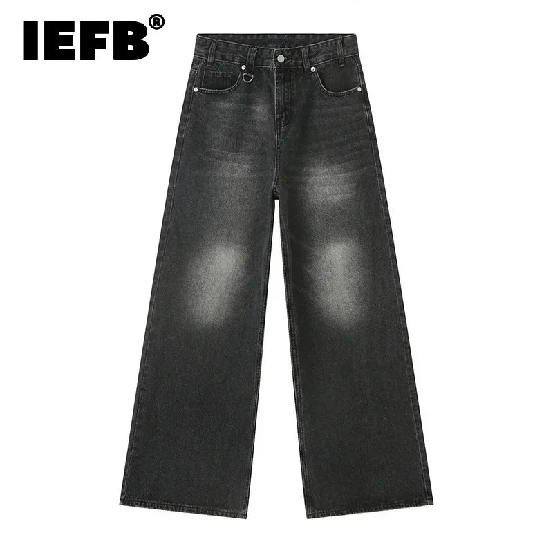 IEFB Summer Mens Denim Pants Old Blue Washed Male Jeans Straight Casual Menwear Loose Wide Leg Trousers Fashion 9C354 260613