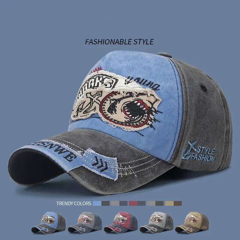 Four Seasons Washed Vintage Distressed Curvy Brimmer Men's Women's Fashion Patch Embroidery Sun Cap Adjustable 26Y0613
