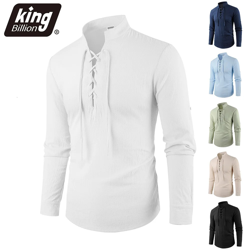 Mens Vintage V-neck T-shirt Pirate Medieval Viking Tops Cotton Linen Shirts Long Sleeved Lightweight Breathable Tees 260612