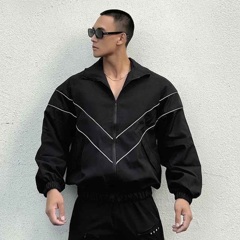 Spring Autumn Reflect Functional Man Jacket Men Black Windbreaker Coats Outdoor Windproof Waterproof Night Riding Zipper Jackets 260613