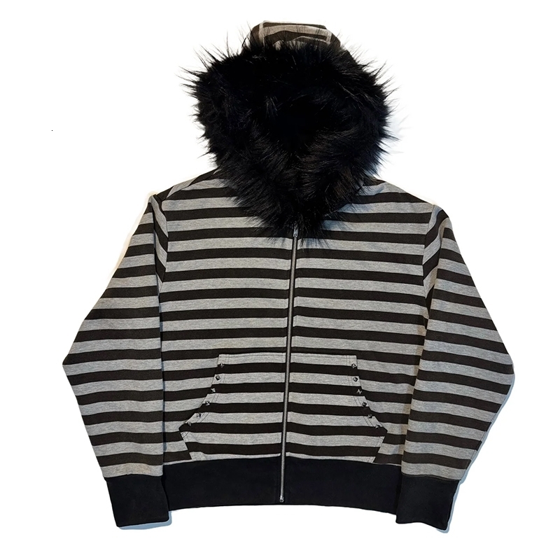 Streetwear Vintage Harajuku Gothic Print Hooded Sweatshirt Coat Aesthetic Slim Jacket Y2k Fur Patchwork Grunge Hoodies Women Top 260610