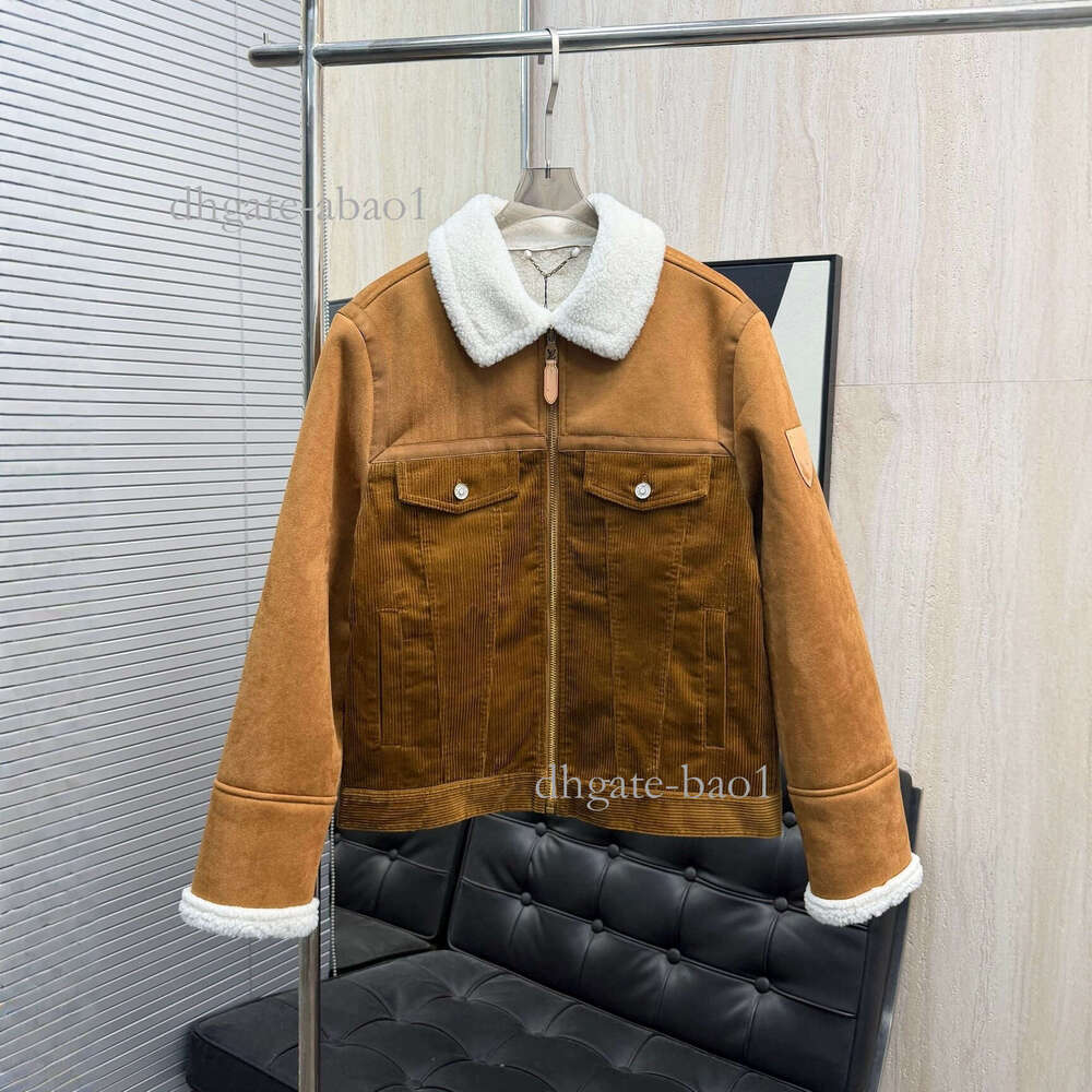 Designer Corduroy Wool Leather Patchwork Truck Jacket Cotton Coat For Men And Women Cardigan a4ba f41e