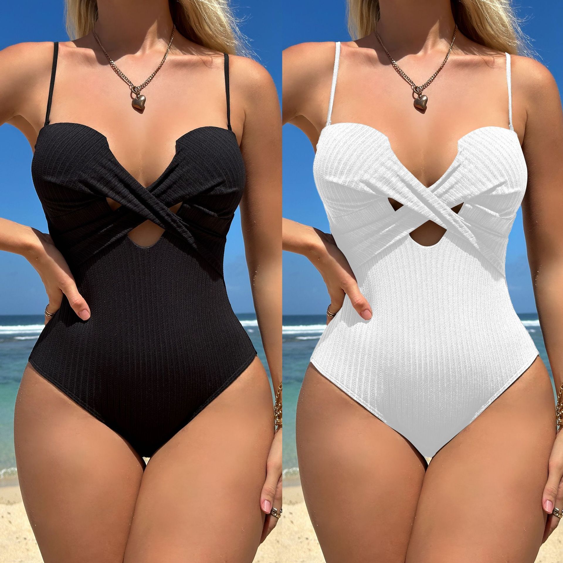 Free shipping 2026 New Style Sexy Special Fabric One-Piece Hard Cup Hollow Out Swimsuit for Trade on