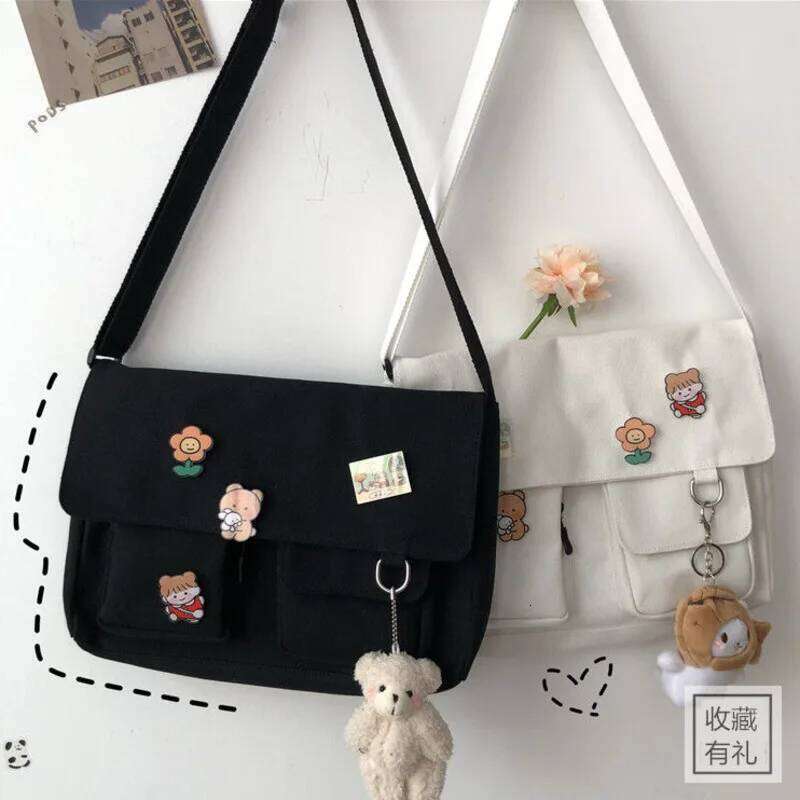 2023 Simple Crossbody Cute Casual Satchel Girls Shoulder Bag Pouch Women Sweet Printed Canvas Cross School Bags Purse