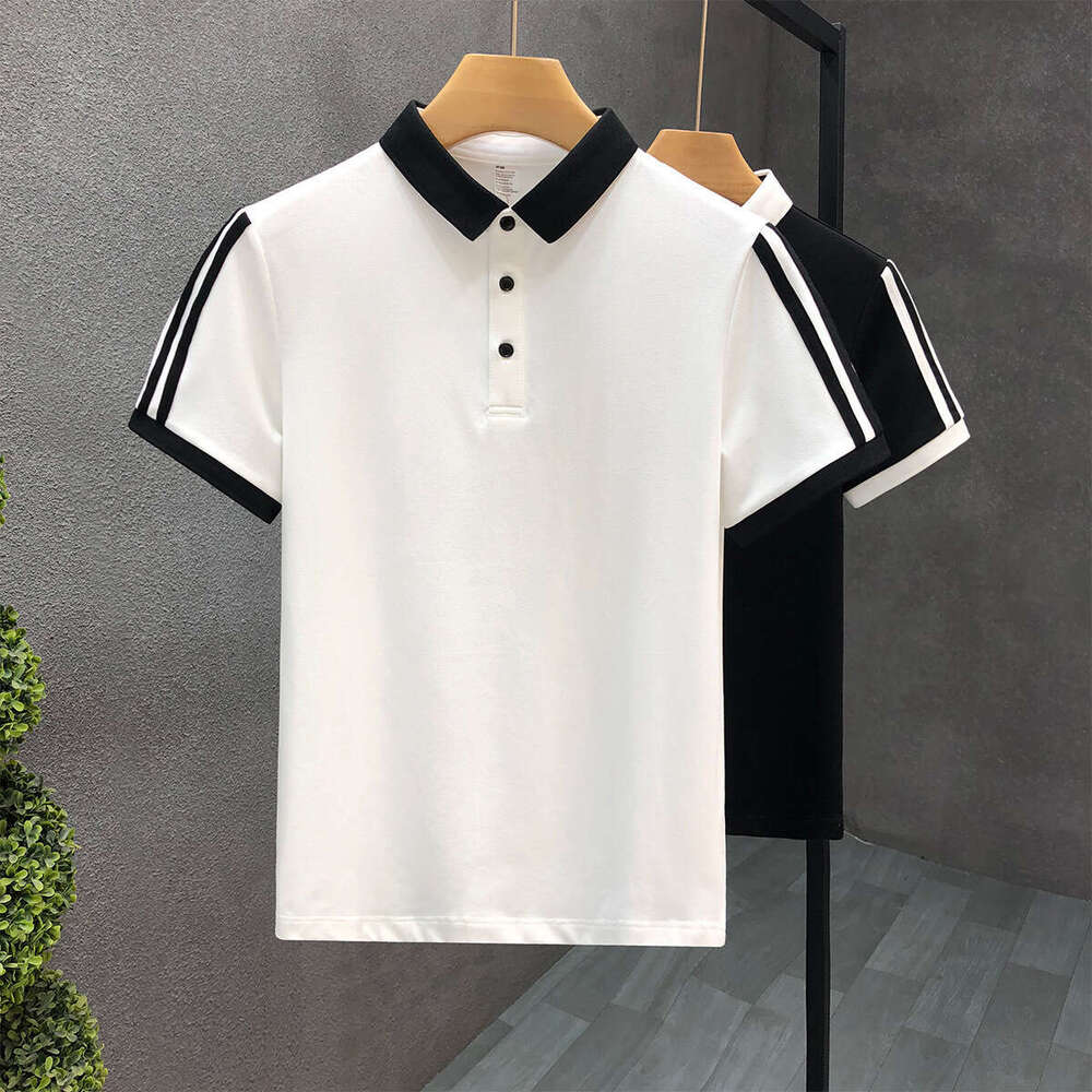 Men'S Color Block Polo Shirt Men'S British Style Polo Shirt For Daily Wear 2026 New Summer Trendy Vintage Slim Fit Turn Down Collar Short