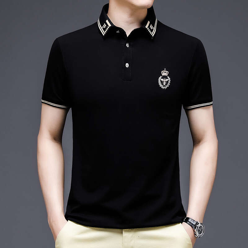Luxury Brand Designer Clothes 2025 New POLO Shirt Summer Ice Silk Short Sleeve Loose Casual Turn-Down Collar Top Men's T-Shirt