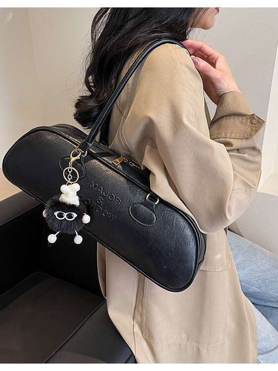 European American Vintage Women Baguette Underarm Bag, Niche Trendy Single Shoulder Crossbody Versatile Handbag