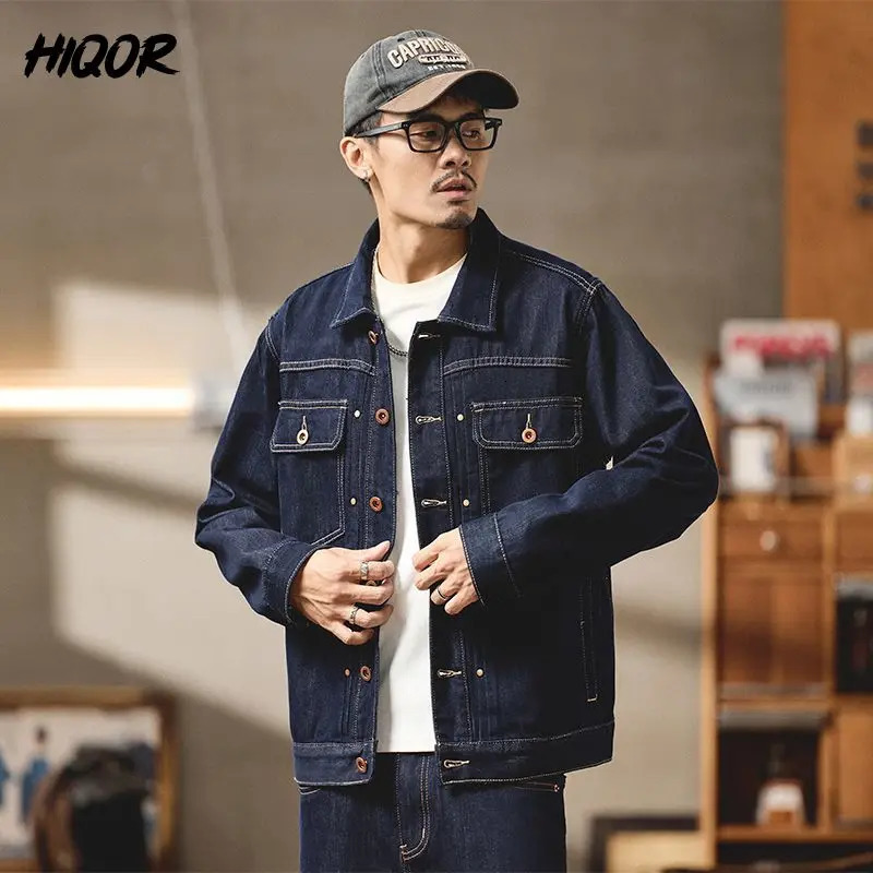 2026 In Vintage Mens Cargo Denim Coats Fashion Street Versatile Long Sleeve Denim Jackets Man Loose Casual Workwear for Men 260612