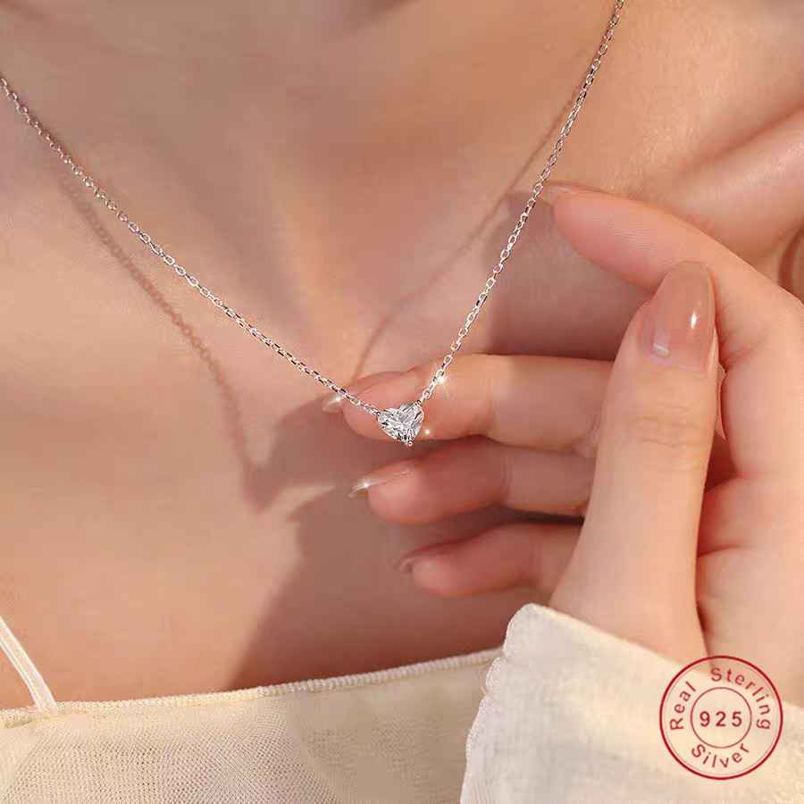 1CT Heart Shape Lab Moissanite Diamond Pendant Genuine 100% 925 Sterling Silver 18K Gold Sweet Cute Solitaire Jewelry Party Women Clavicle Necklace