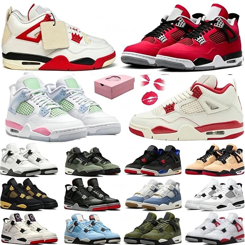 4 4s mens basketball shoes 2026 Black Cat White Cement Brick After Bred Reimagined denim Lakeshow Valentines Day men women trainers sports sneakers